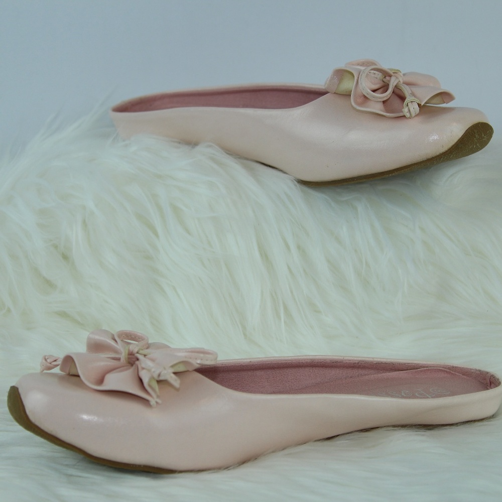 3/$25 Light Pink Slide On Flats with Bow Flower